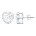 Moissanite Heart Earrings – 3 Carat Sparkling Studs | Bezel Setting & Screw Back