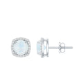 Moonstone Stud Earrings – AAA Quality Blue Moonstone with Diamond Halo Sparkle