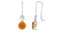 Citrine Drop Earrings – Natural Yellow Gemstone with Diamond & Leaf Motif Design
