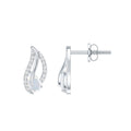 Moonstone Leaf Earrings – Natural Stud Earrings with Diamond Prong Setting