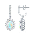 Ethiopian Opal Earrings – Oval Opal Earrings With Moissanite Halo | Durable Gemstone Jewelry