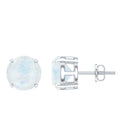 Moonstone Stud Earrings – AAA Grade Blue Claw Set Solitaire Design 8mm