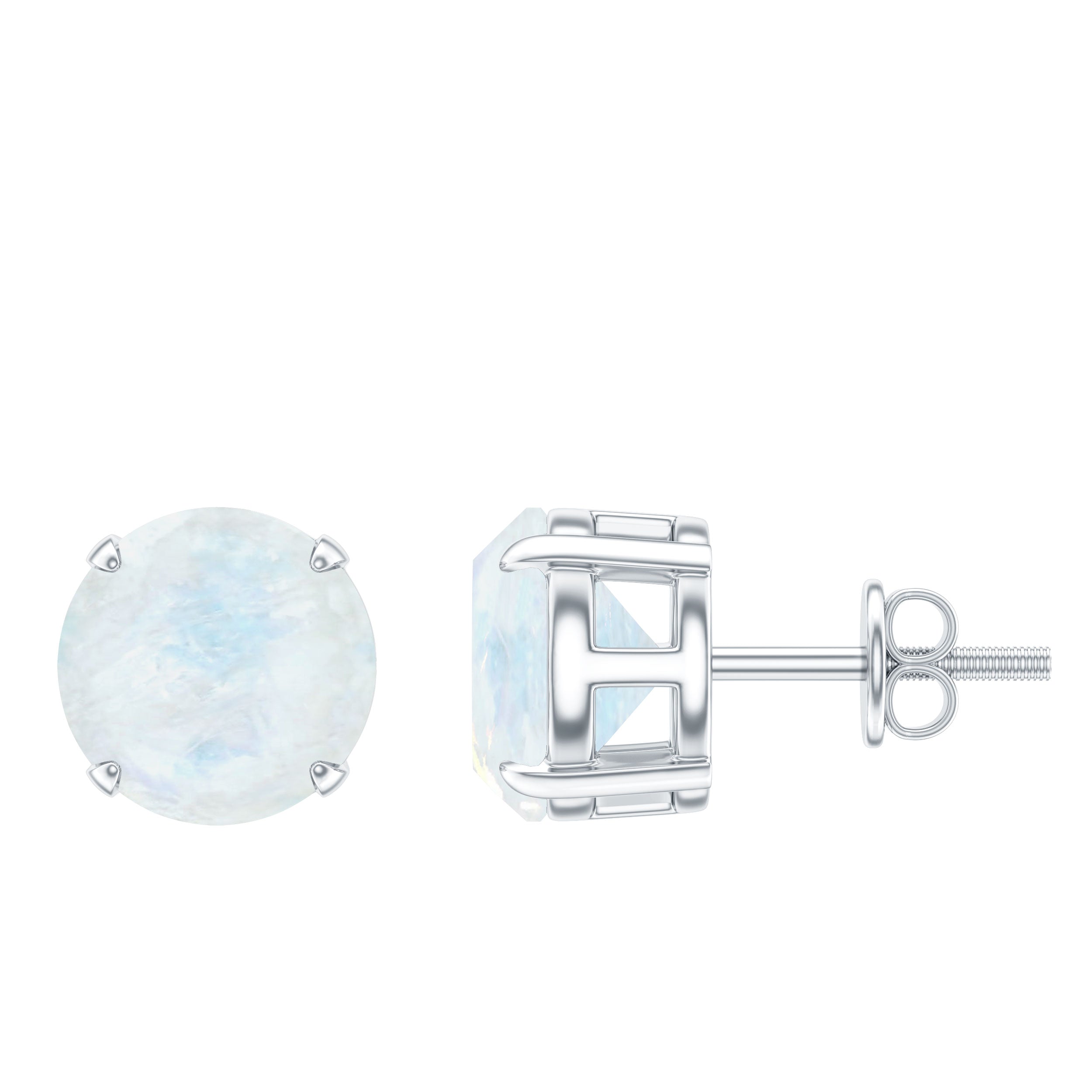 Moonstone Stud Earrings – AAA Grade Blue Claw Set Solitaire Design 8mm