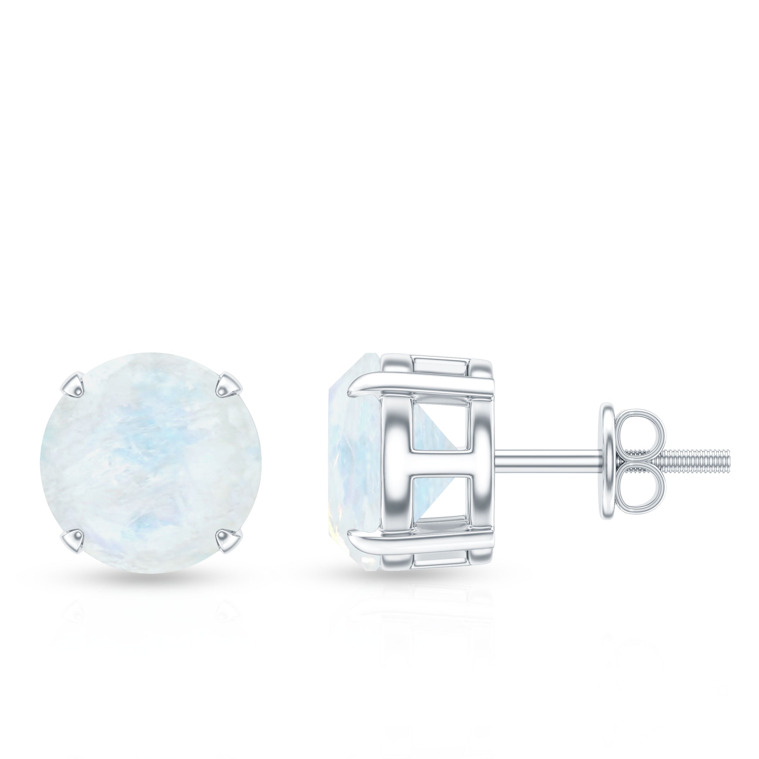 Moonstone Stud Earrings – AAA Grade Blue Claw Set Solitaire Design 8mm