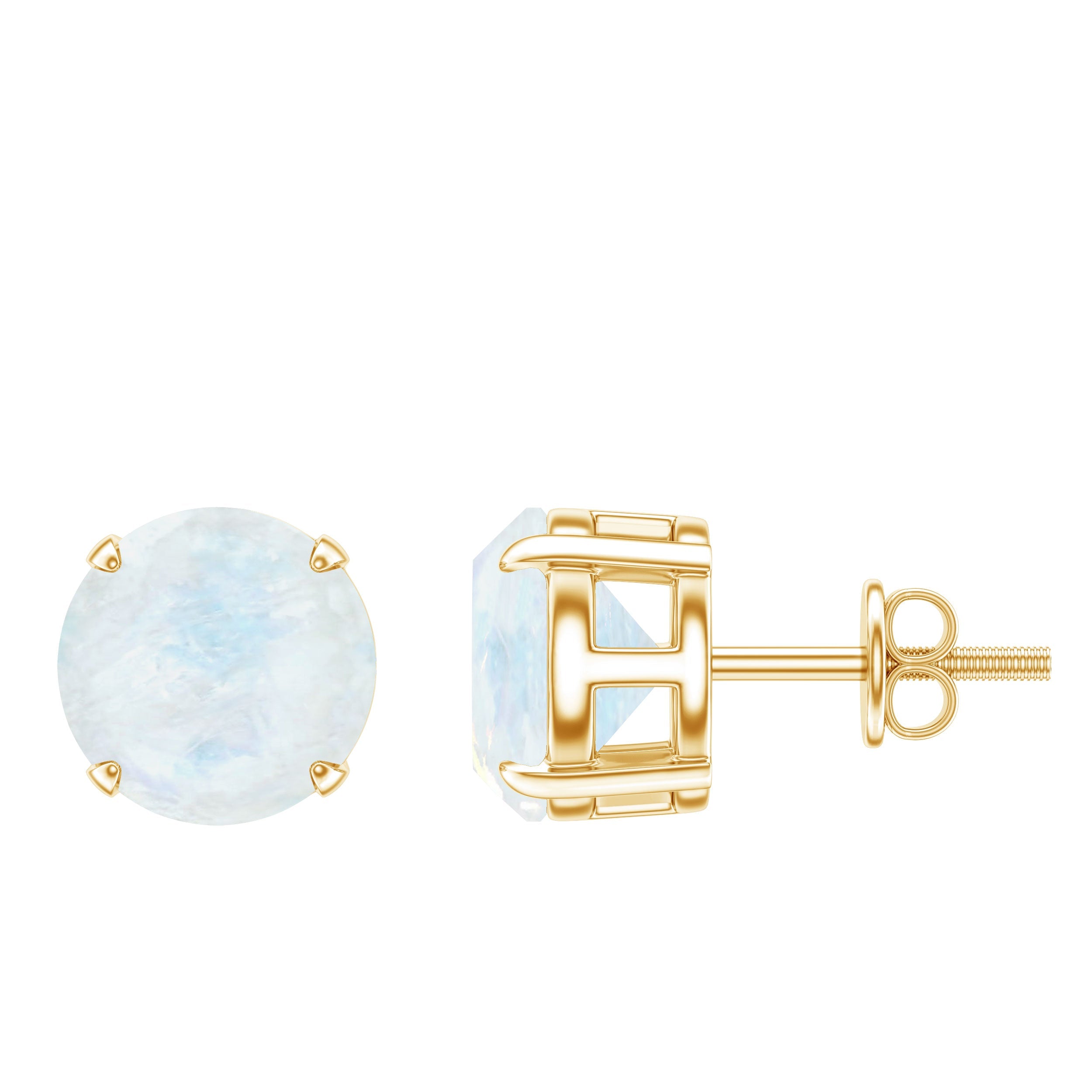 Moonstone Stud Earrings – AAA Grade Blue Claw Set Solitaire Design 8mm