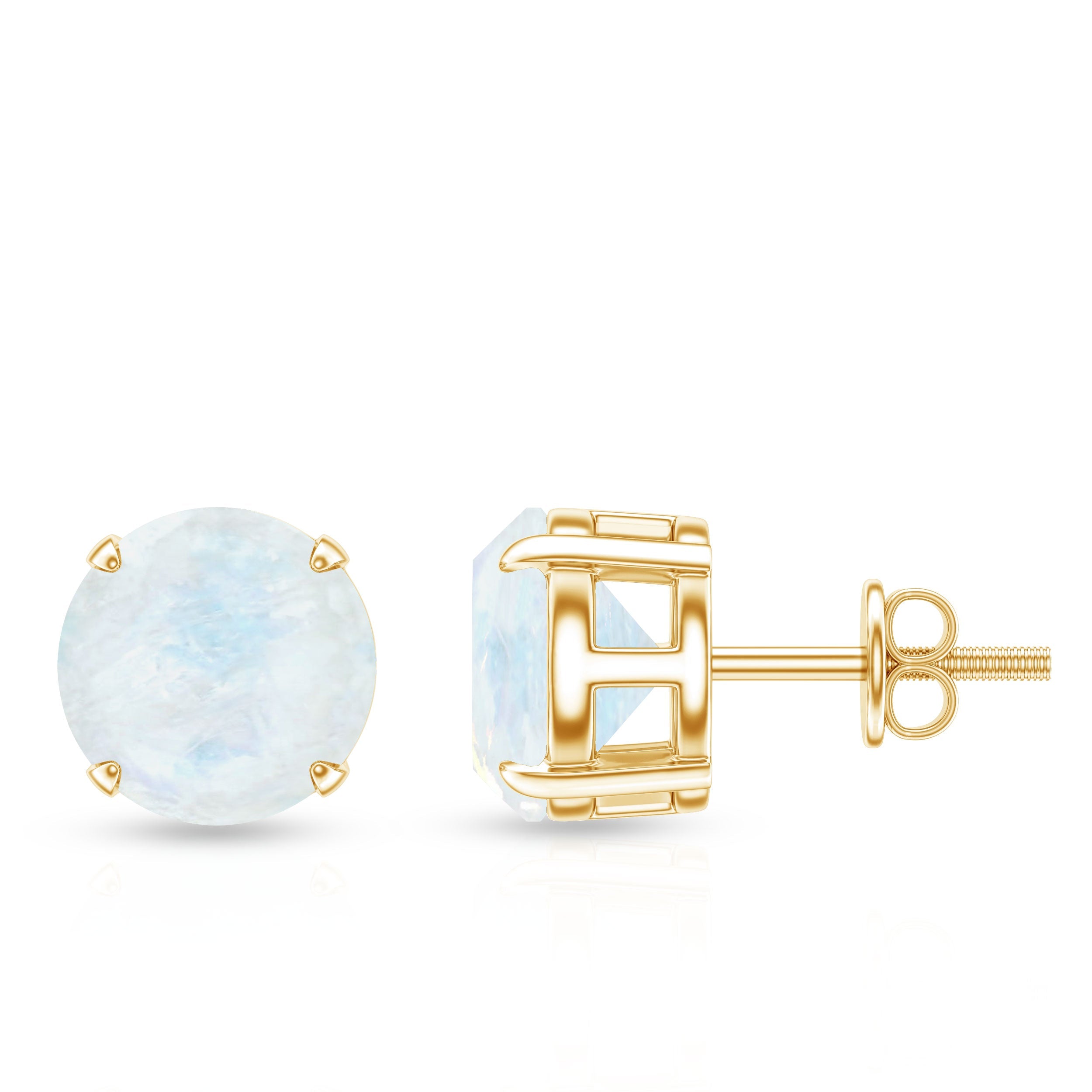 Moonstone Stud Earrings – AAA Grade Blue Claw Set Solitaire Design 8mm