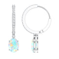Ethiopian Opal Earrings – Oval Opal Drop Earrings with Sparkling Moissanite Hoops