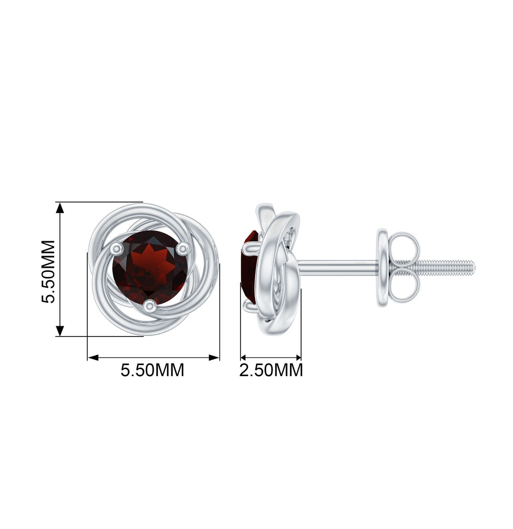 Solitaire 0.6 Carat Garnet Swirl Stud Earrings in 3 Prong Setting