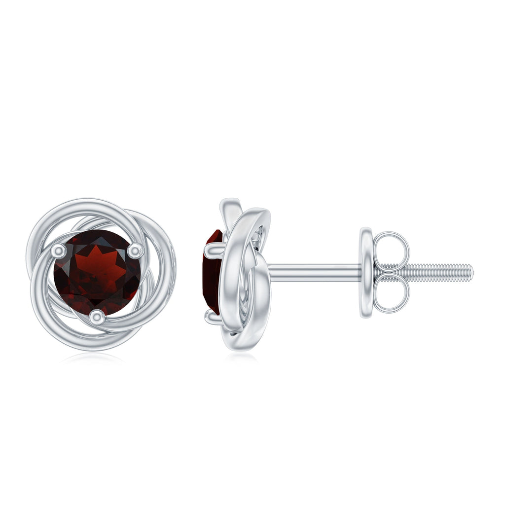 Solitaire 0.6 Carat Garnet Swirl Stud Earrings in 3 Prong Setting