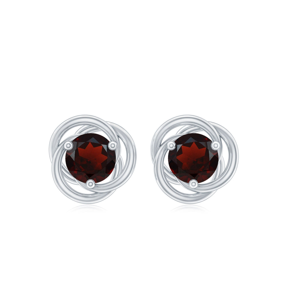 Solitaire 0.6 Carat Garnet Swirl Stud Earrings in 3 Prong Setting
