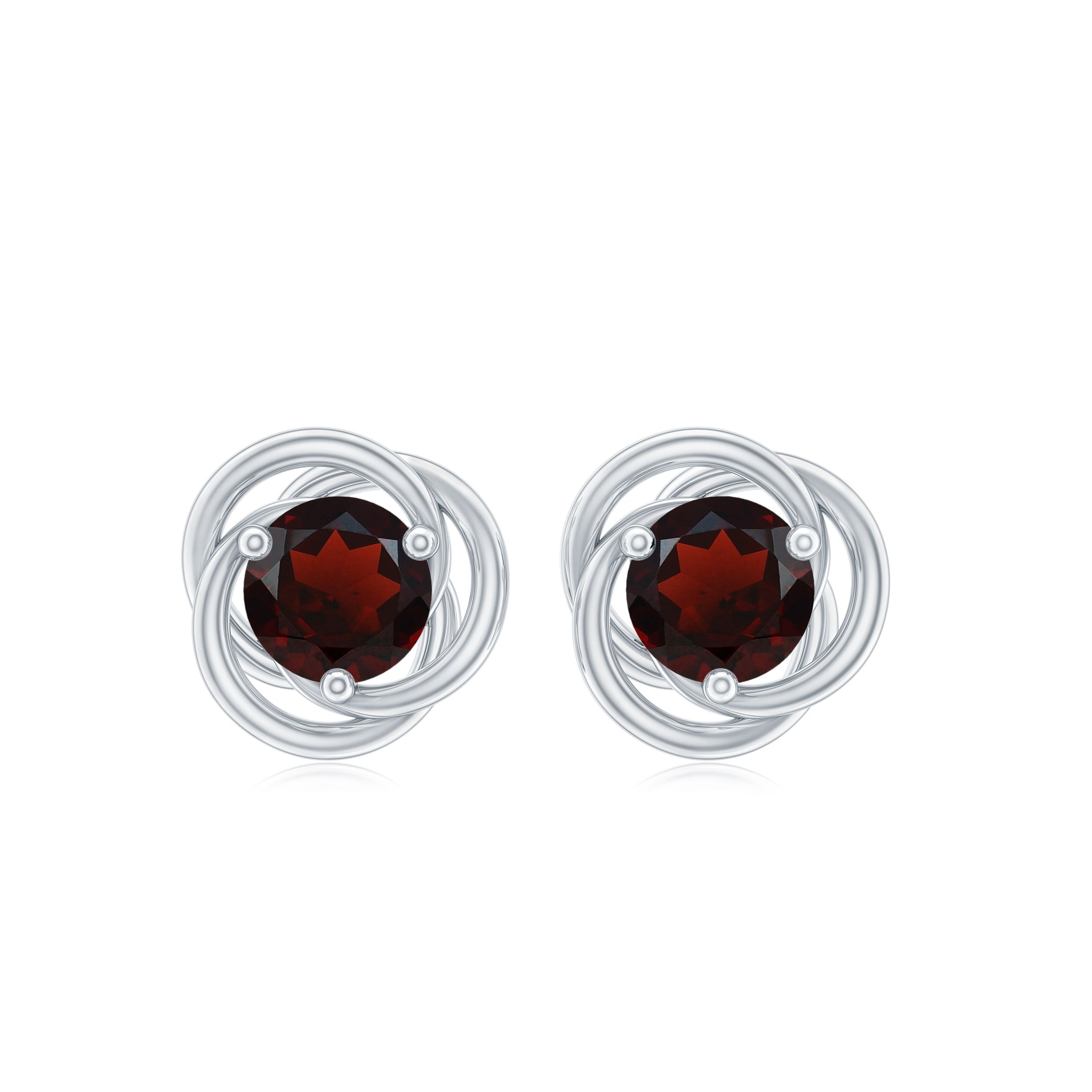 Solitaire 0.6 Carat Garnet Swirl Stud Earrings in 3 Prong Setting