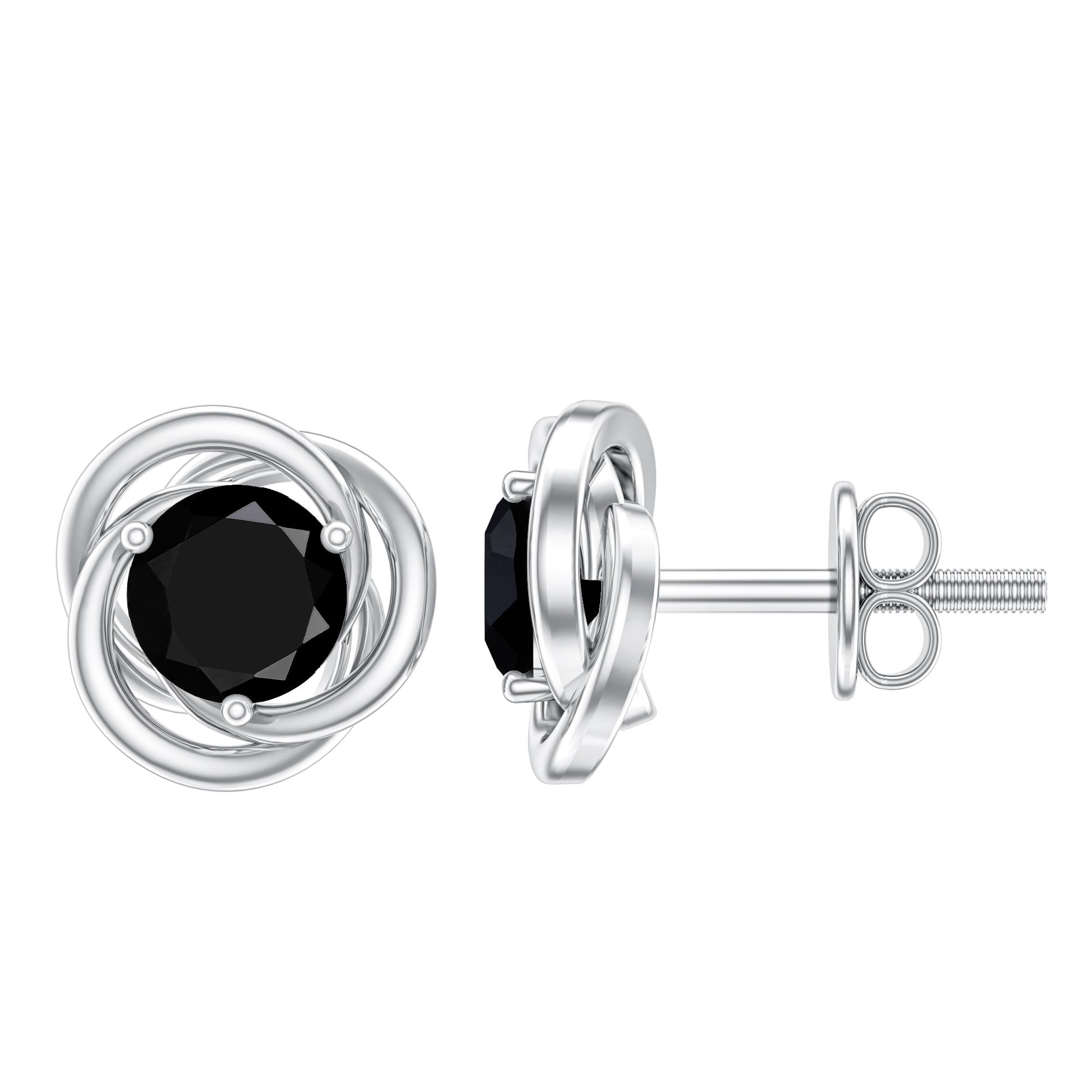Solitaire Lab Created Black Diamond Swirl Stud Earrings