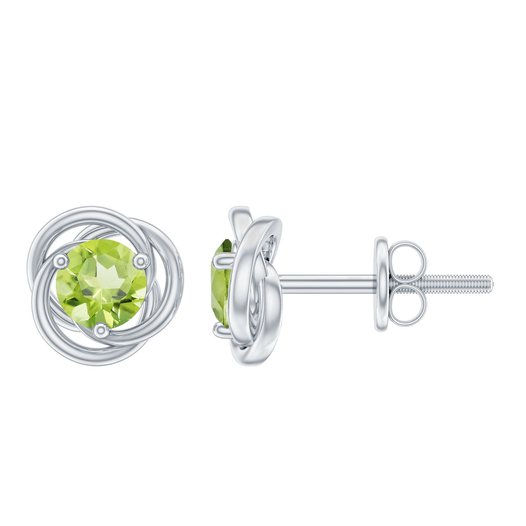 Peridot Stud Earrings – AAA Quality Round Cut Green Gemstone With Swirl Design