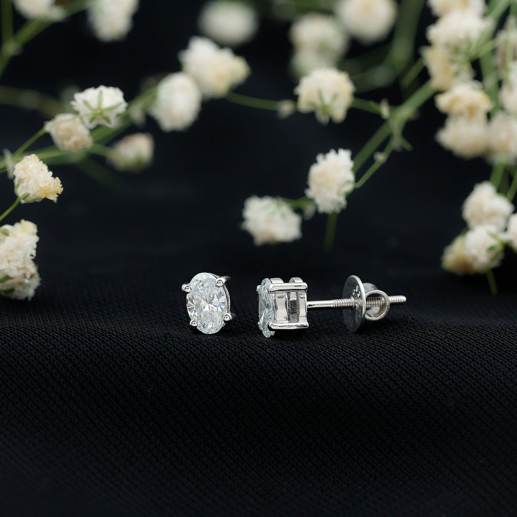 Oval Lab Diamond Earrings – 4x6 MM Oval Solitaire Studs | Certified Fine Jewelry