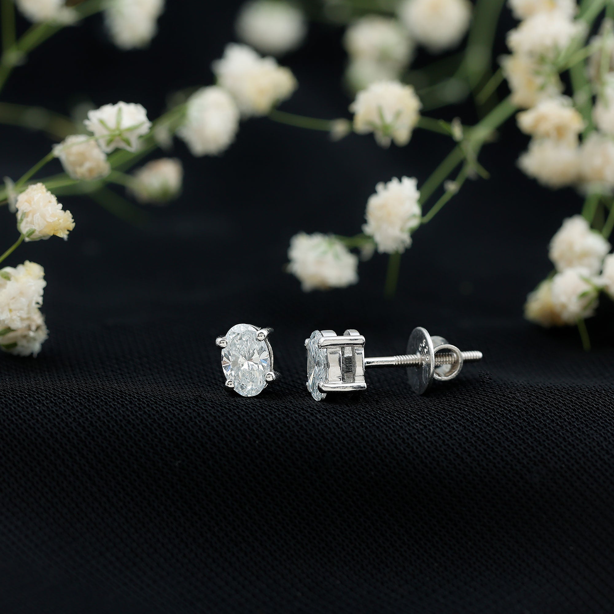 Oval Lab Diamond Earrings – 4x6 MM Oval Solitaire Studs | Certified Fine Jewelry