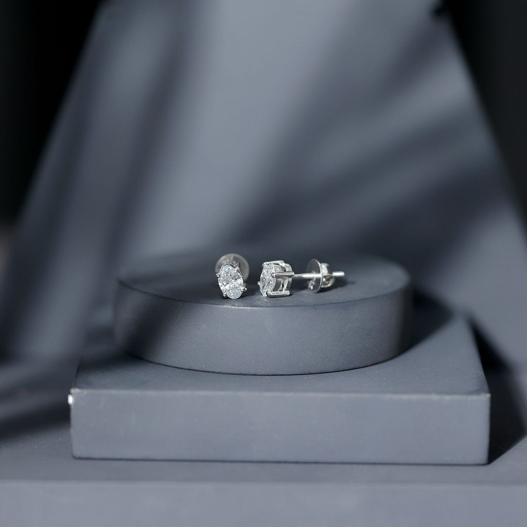 Oval Lab Diamond Earrings – 4x6 MM Oval Solitaire Studs | Certified Fine Jewelry
