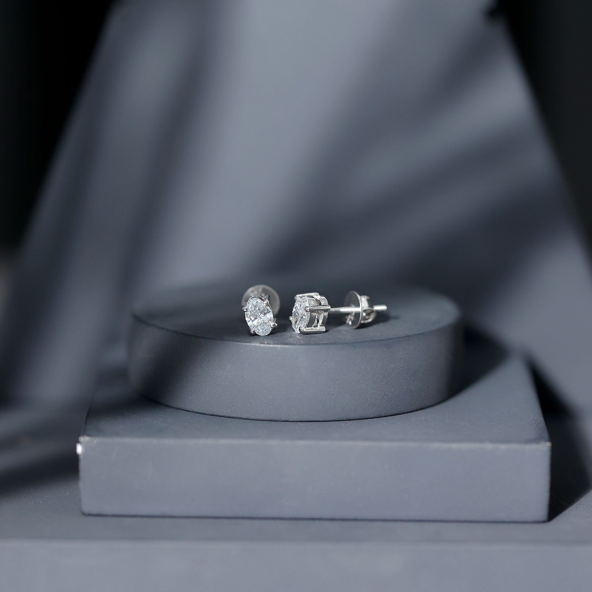 Oval Lab Diamond Earrings – 4x6 MM Oval Solitaire Studs | Certified Fine Jewelry