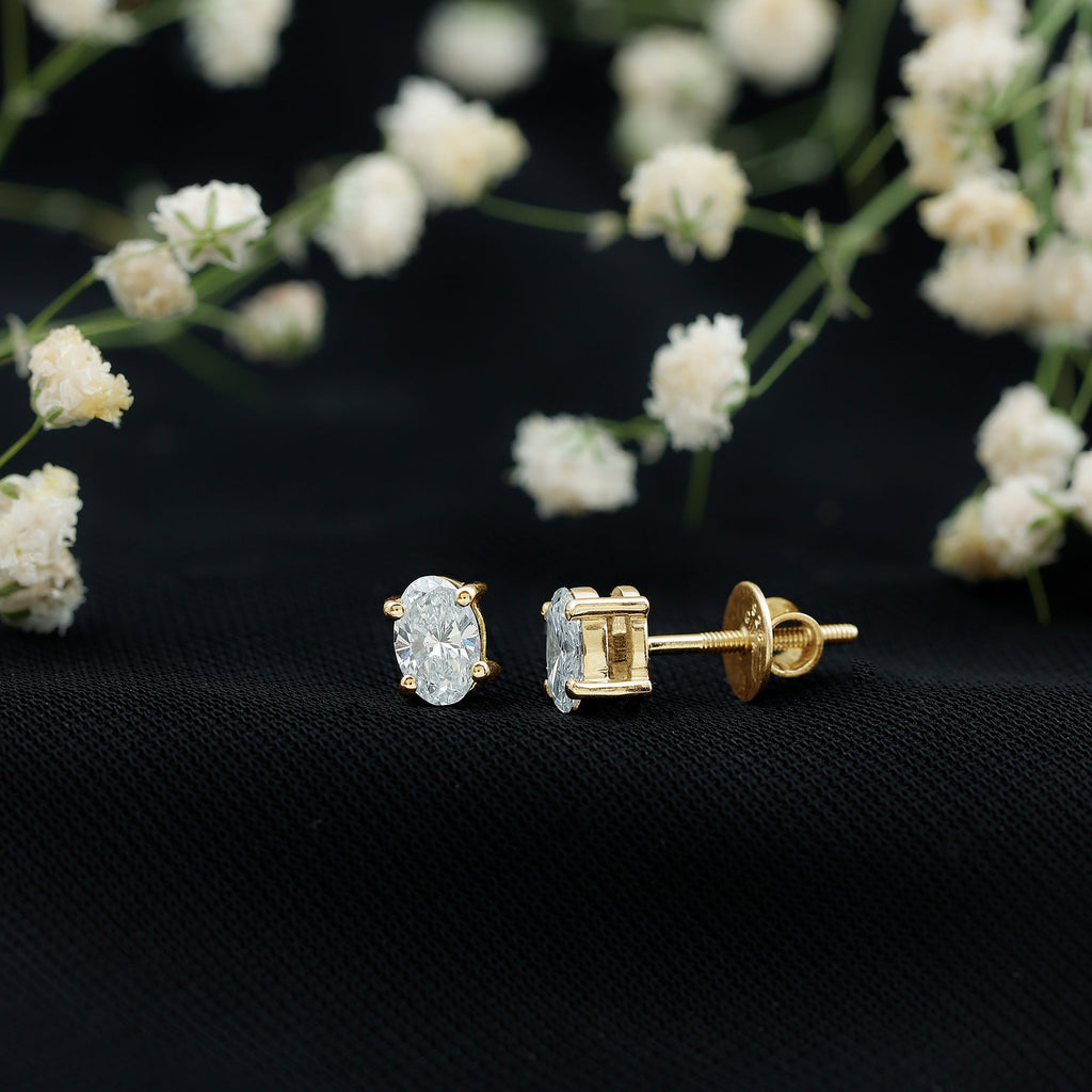Oval Lab Diamond Earrings – 4x6 MM Oval Solitaire Studs | Certified Fine Jewelry