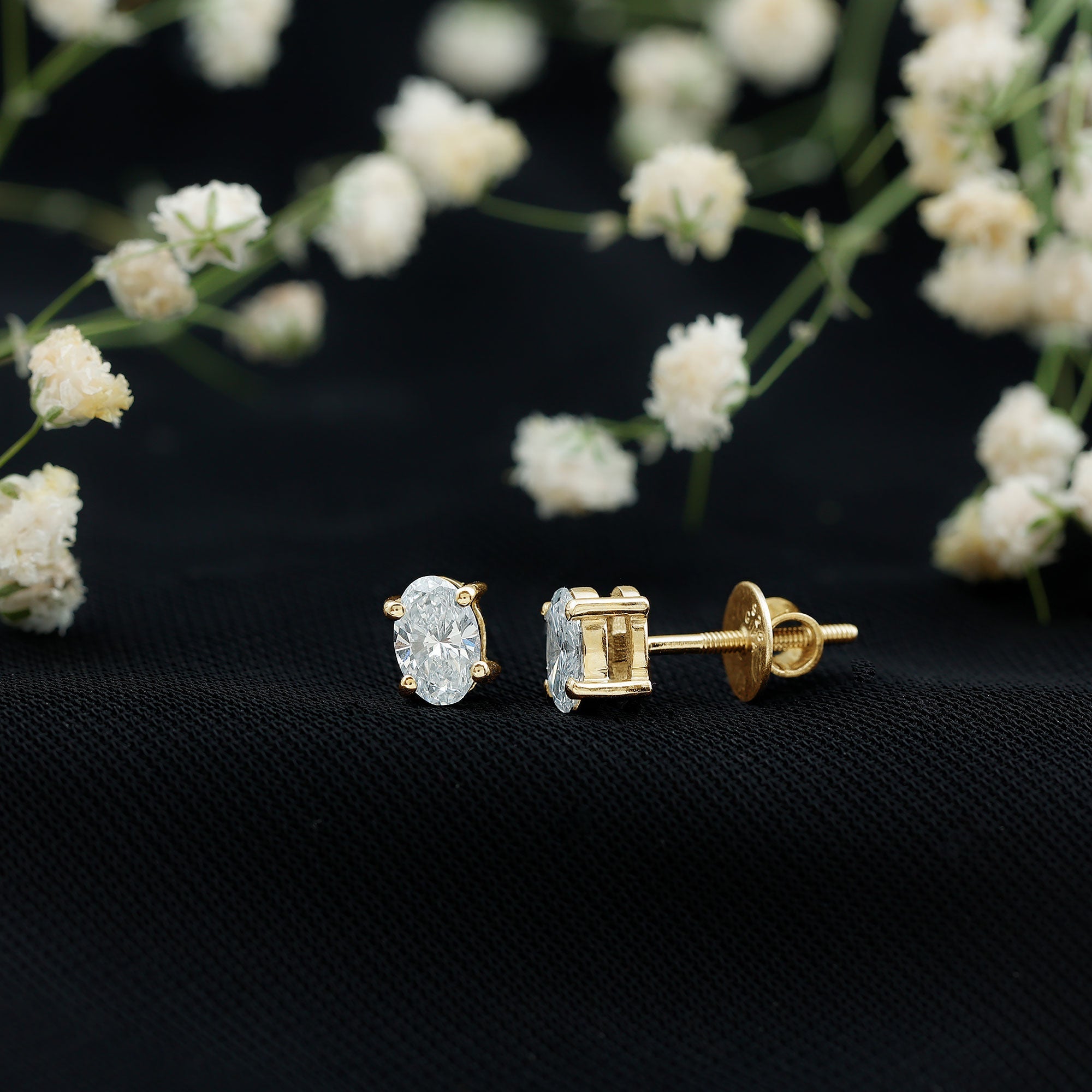 Oval Lab Diamond Earrings – 4x6 MM Oval Solitaire Studs | Certified Fine Jewelry