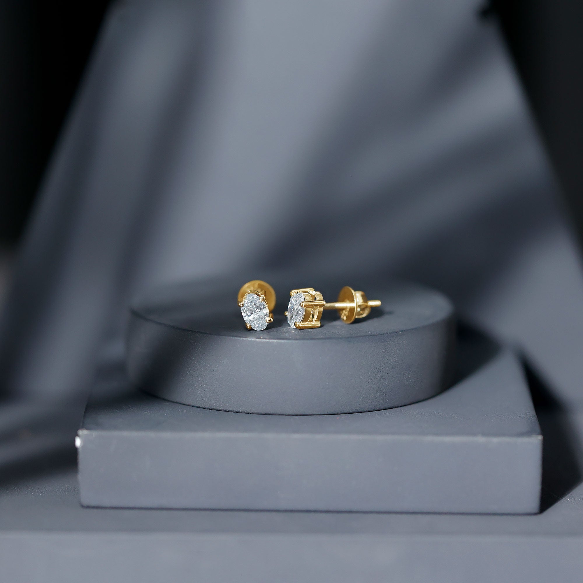 Oval Lab Diamond Earrings – 4x6 MM Oval Solitaire Studs | Certified Fine Jewelry