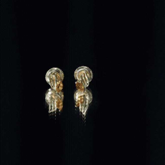 Citrine Leaf Earrings – Gold Plated Earrings With Marquise Cut Citrine Stone
