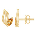 Citrine Leaf Earrings – Gold Plated Earrings With Marquise Cut Citrine Stone