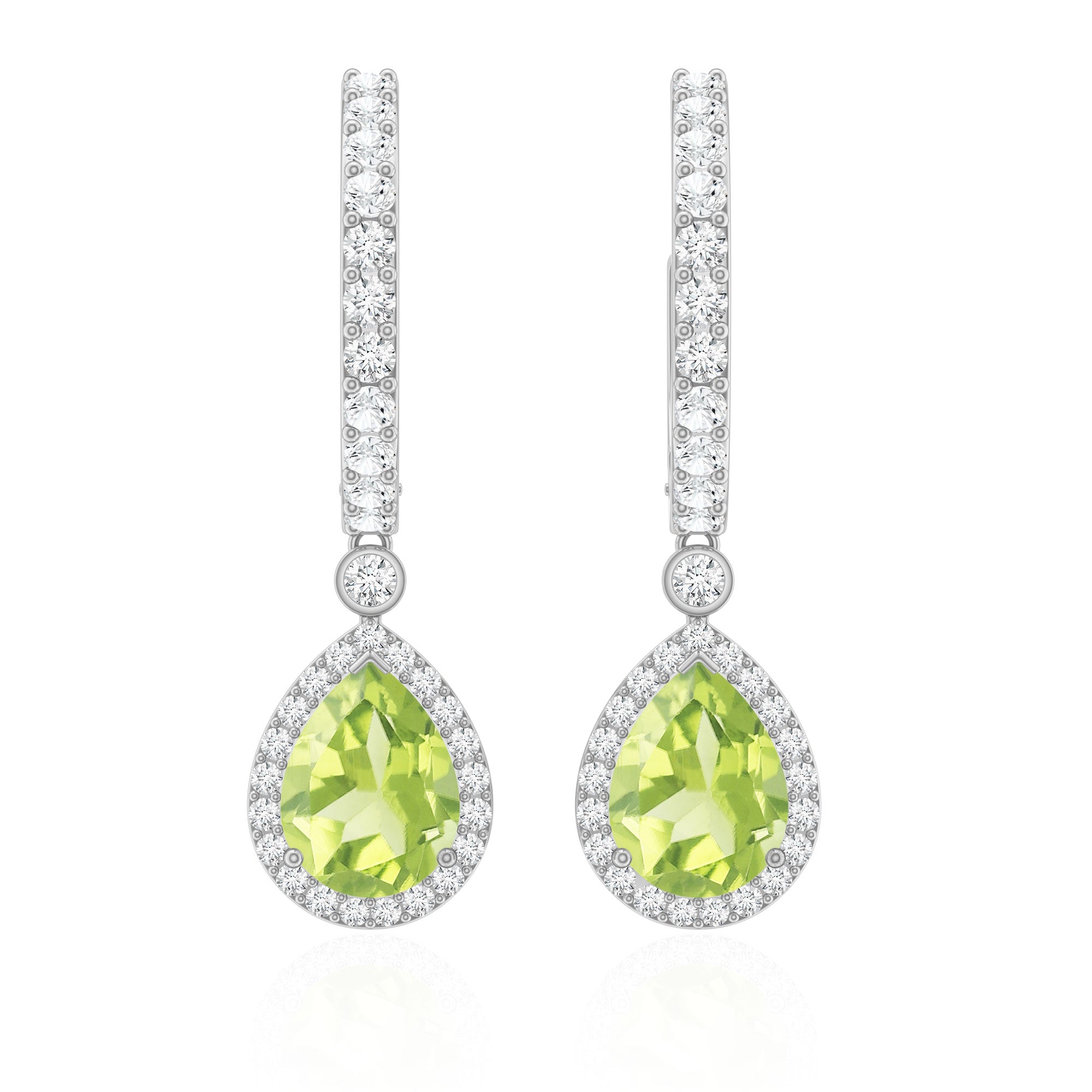 Peridot Teardrop Earrings – Classic Moissanite Hoop Earrings with Hinged Closure