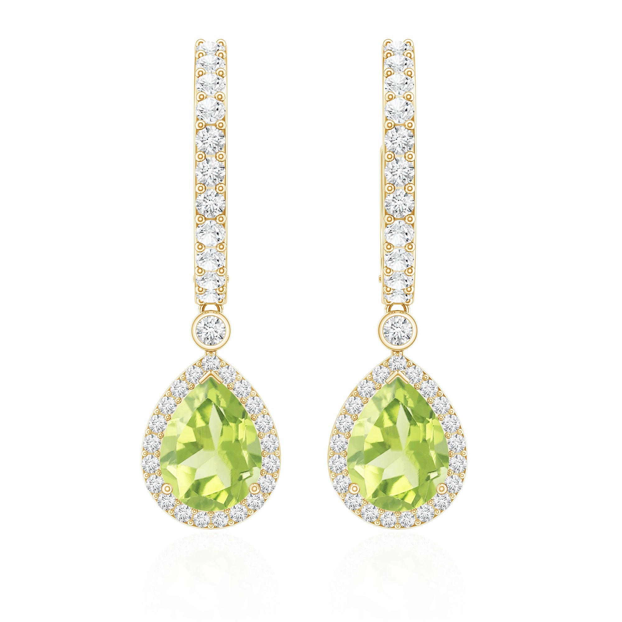 Peridot Teardrop Earrings – Classic Moissanite Hoop Earrings with Hinged Closure