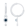 London Blue Topaz Earrings – Bezel Set Hoop Drop With Lab Diamond Hoops