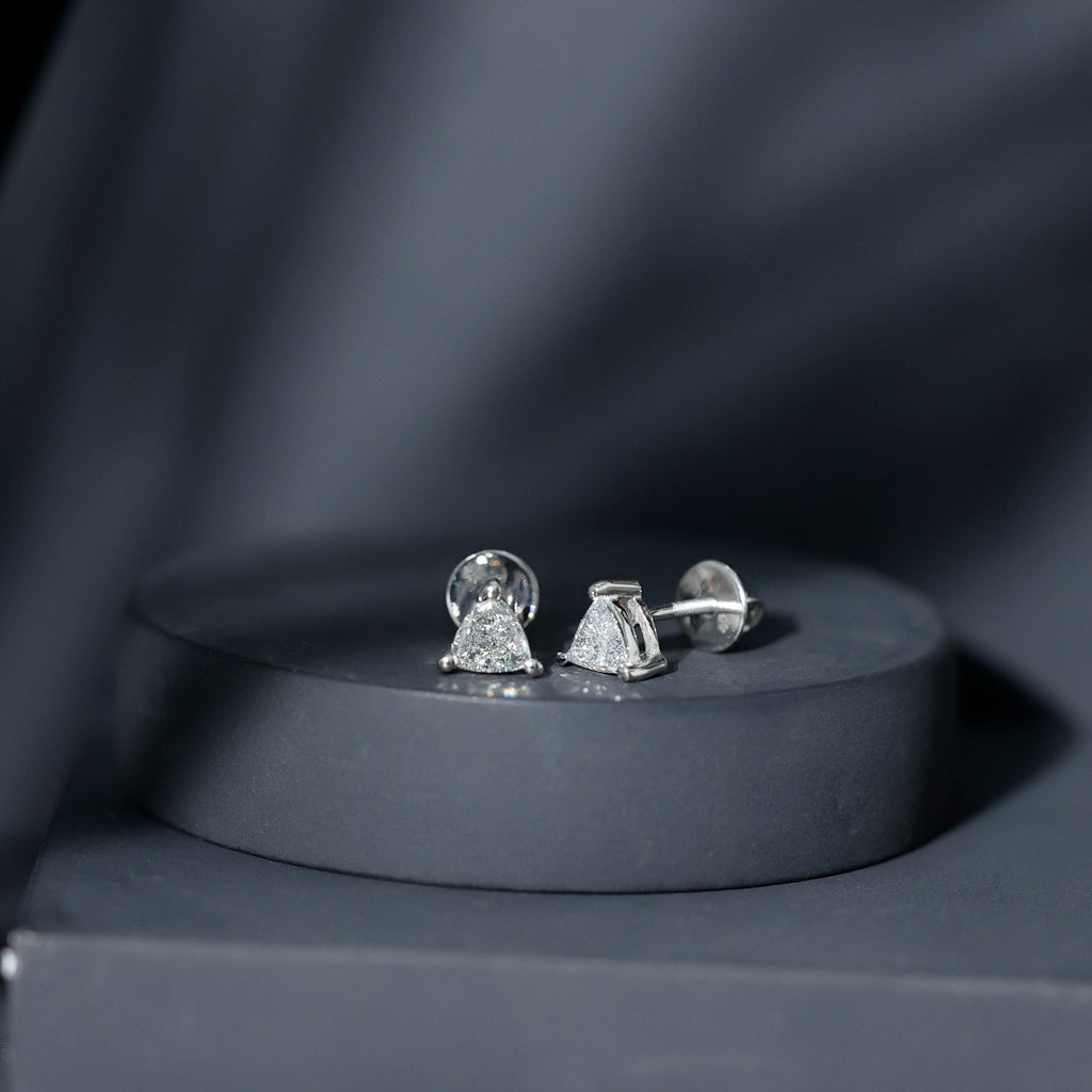 Lab Grown Diamond Earrings – 5 MM Trilliant Cut Solitaire Studs with Secure Screw Back