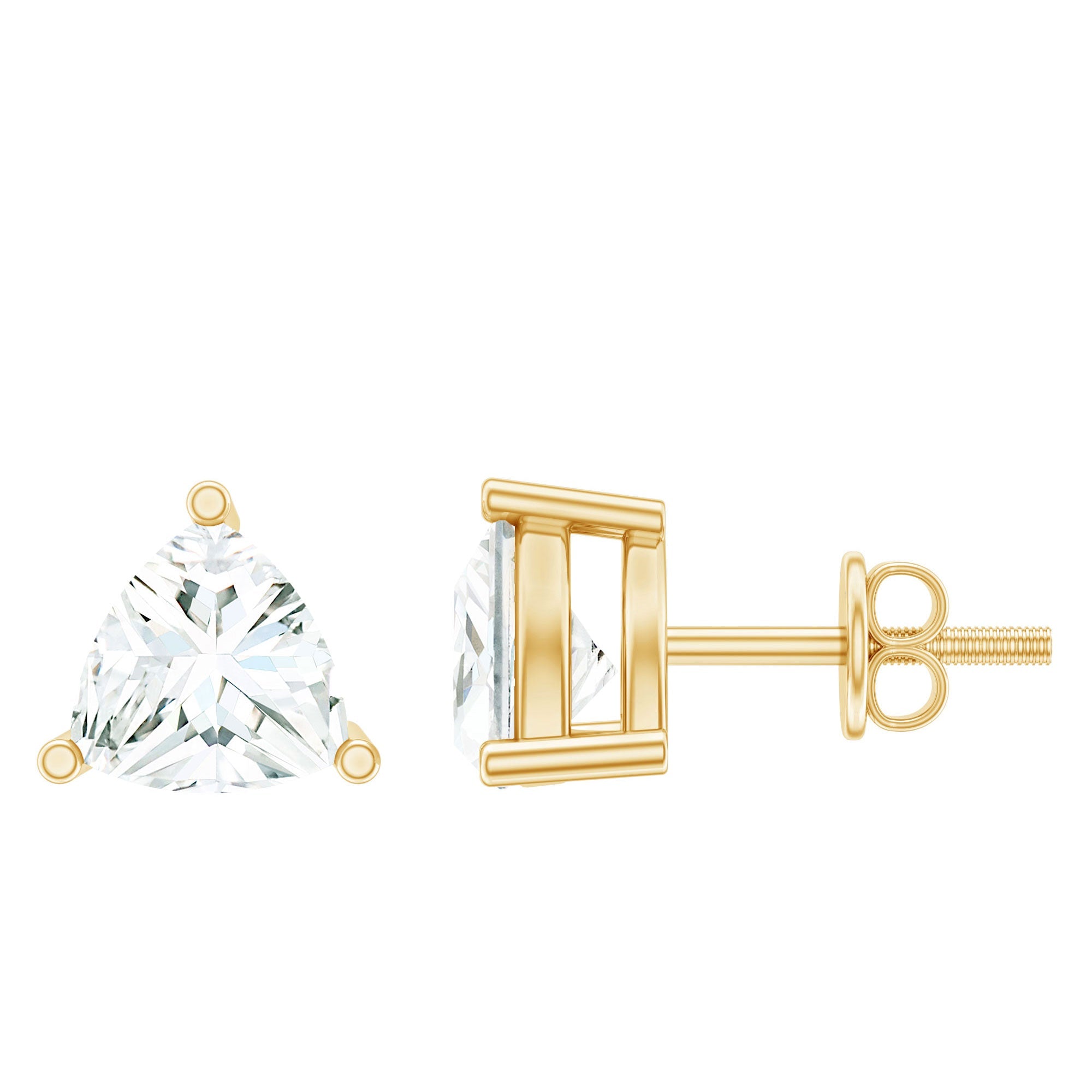 Lab Grown Diamond Earrings – 5 MM Trilliant Cut Solitaire Studs with Secure Screw Back