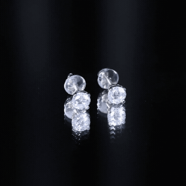 Cubic Zirconia Stud Earrings – 1 Carat Solitaire Silver Stud Earrings With Square Prong Setting