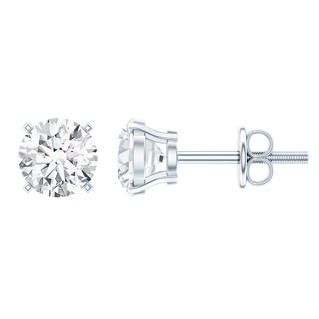 Cubic Zirconia Stud Earrings – 1 Carat Solitaire Silver Stud Earrings With Square Prong Setting