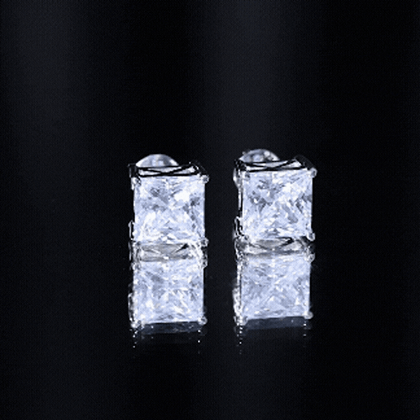 Princess Cut Earrings – 7 MM Cubic Zirconia Studs | Silver Stud Earrings AAAA Quality
