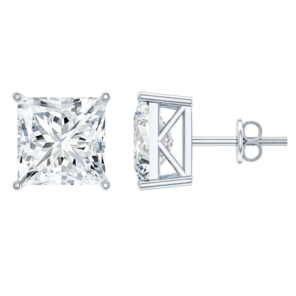 Princess Cut Earrings – 7 MM Cubic Zirconia Studs | Silver Stud Earrings AAAA Quality