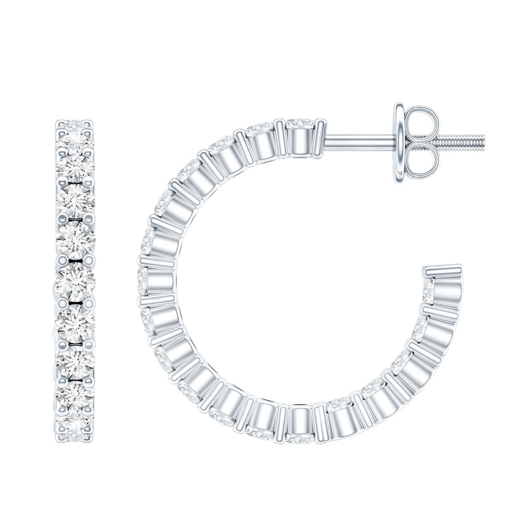 Lab Grown Diamond Earrings – Sparkling Half Hoop Earrings with Screw Back Closure