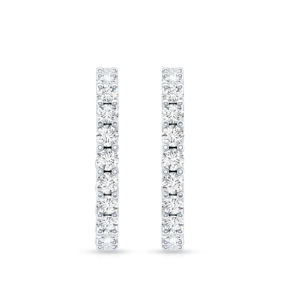 Lab Grown Diamond Earrings – Sparkling Half Hoop Earrings with Screw Back Closure