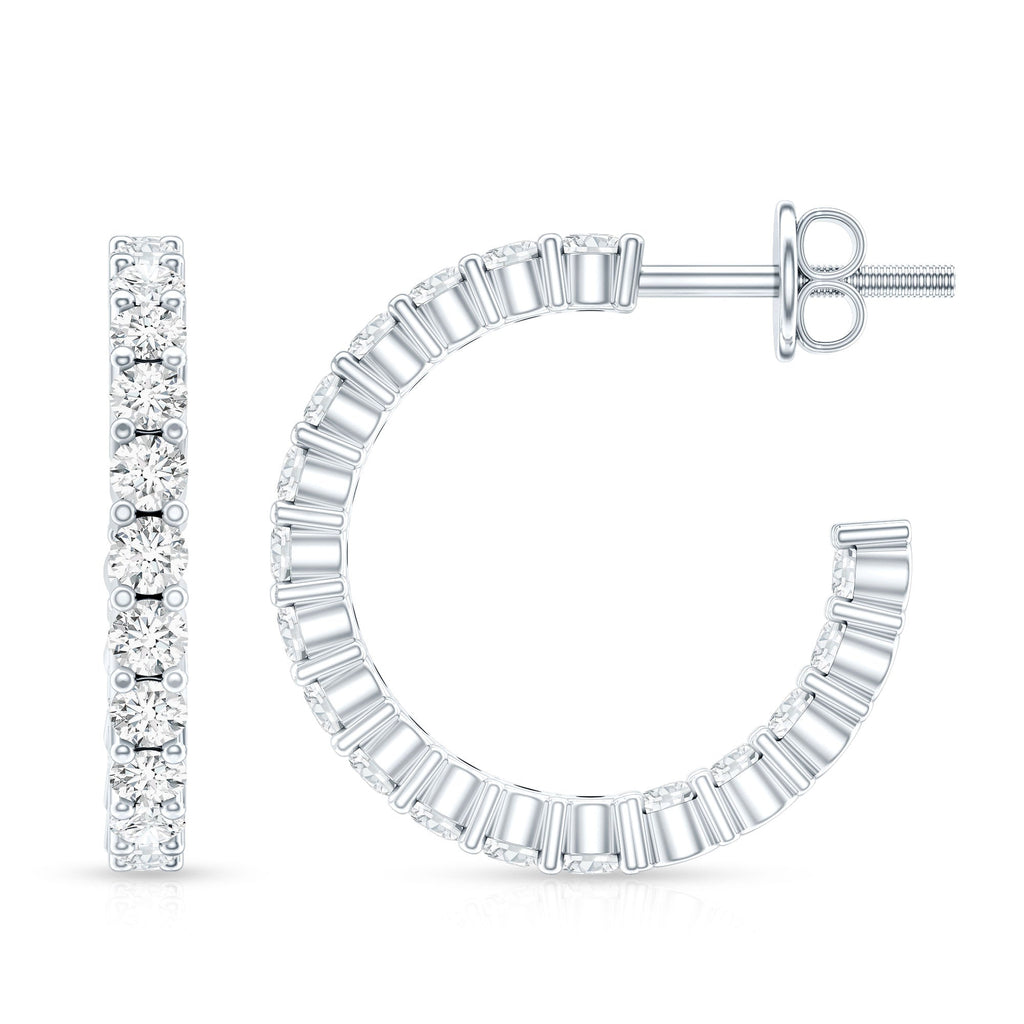 Lab Grown Diamond Earrings – Sparkling Half Hoop Earrings with Screw Back Closure