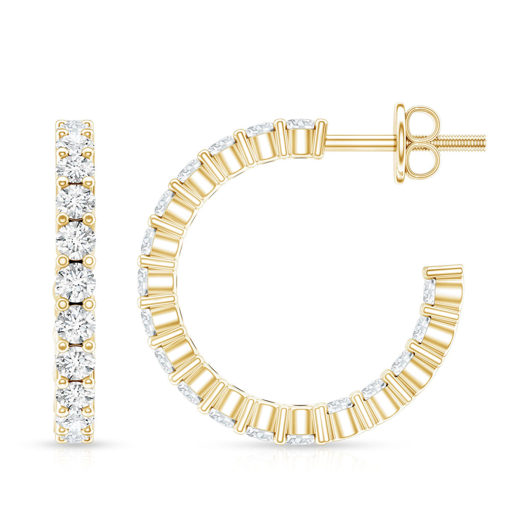 Lab Grown Diamond Earrings – Sparkling Half Hoop Earrings with Screw Back Closure