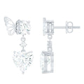 Heart Shape Moissanite Earrings | 3 Carat Drop Earrings with Prong Set Stones