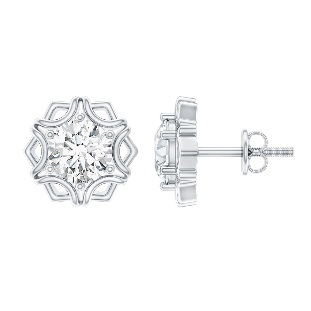 Lab Grown Diamond 1.9 Carat Stud Earrings With Screw Back