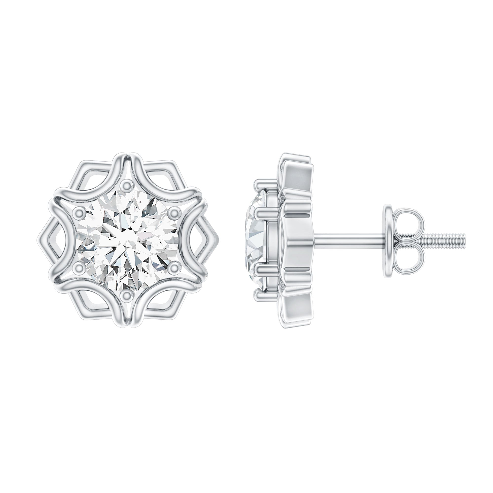 Lab Grown Diamond 1.9 Carat Stud Earrings With Screw Back