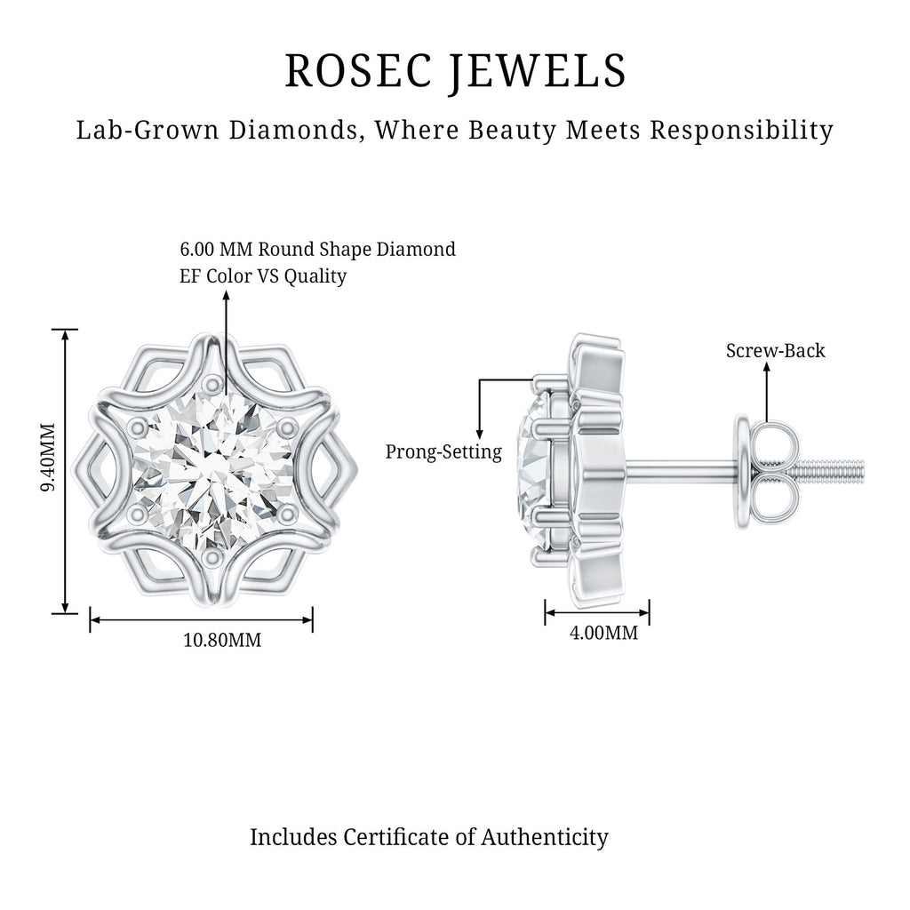 Lab Grown Diamond 1.9 Carat Stud Earrings With Screw Back