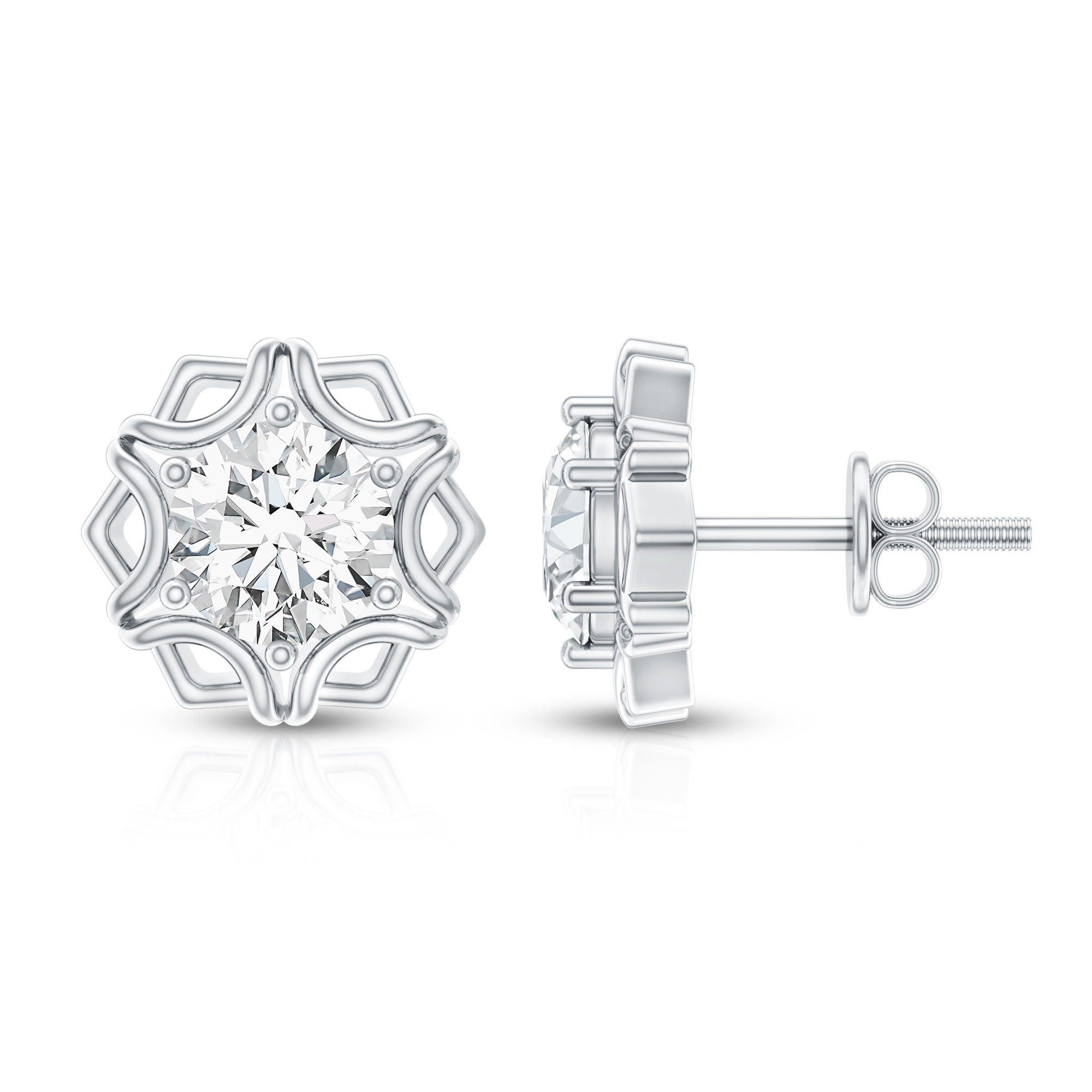 Lab Grown Diamond 1.9 Carat Stud Earrings With Screw Back