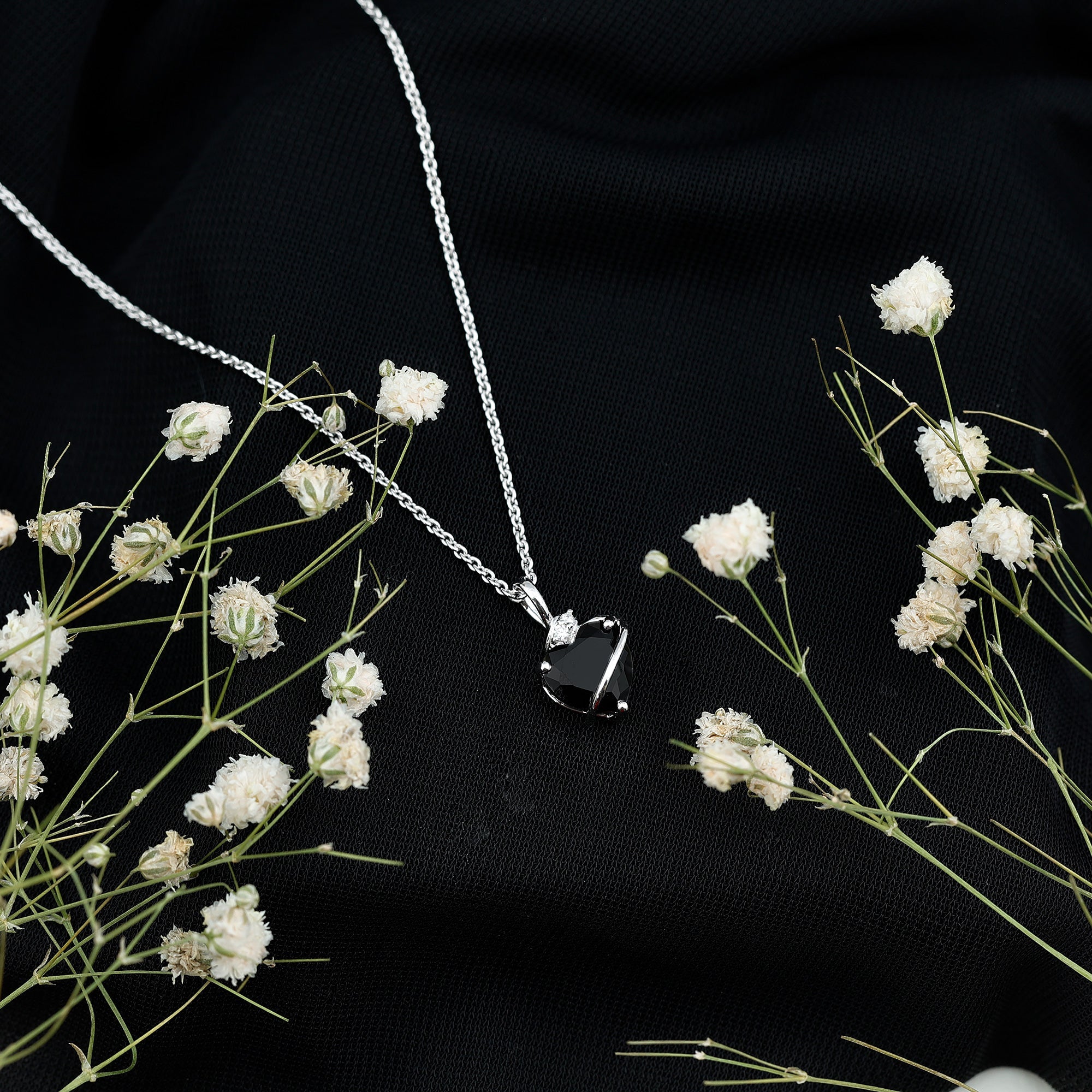 Certified 2.4 Carat Lab Grown Black Diamond Heart Necklace