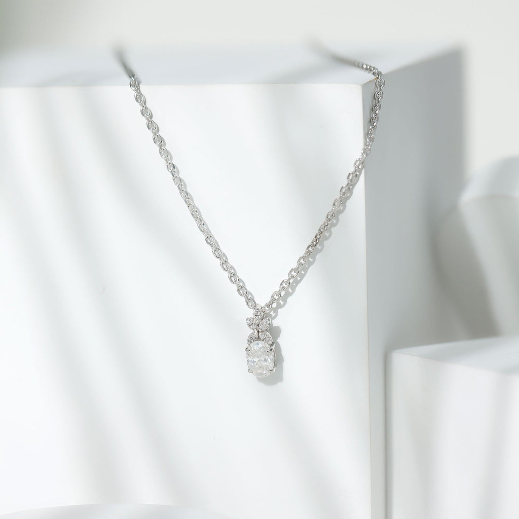 0.7 Carat Oval Shaped Lab Grown Diamond Flower Pendant