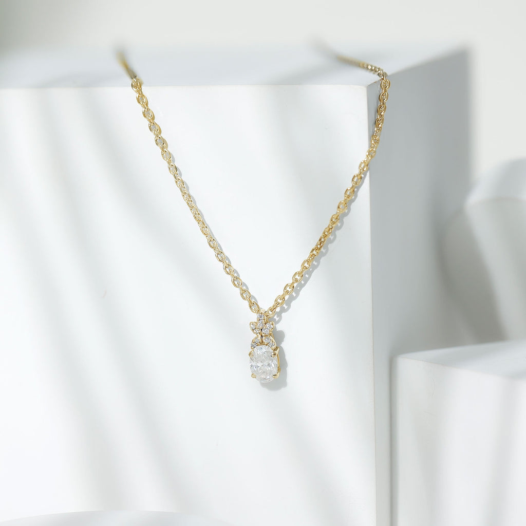 0.7 Carat Oval Shaped Lab Grown Diamond Flower Pendant