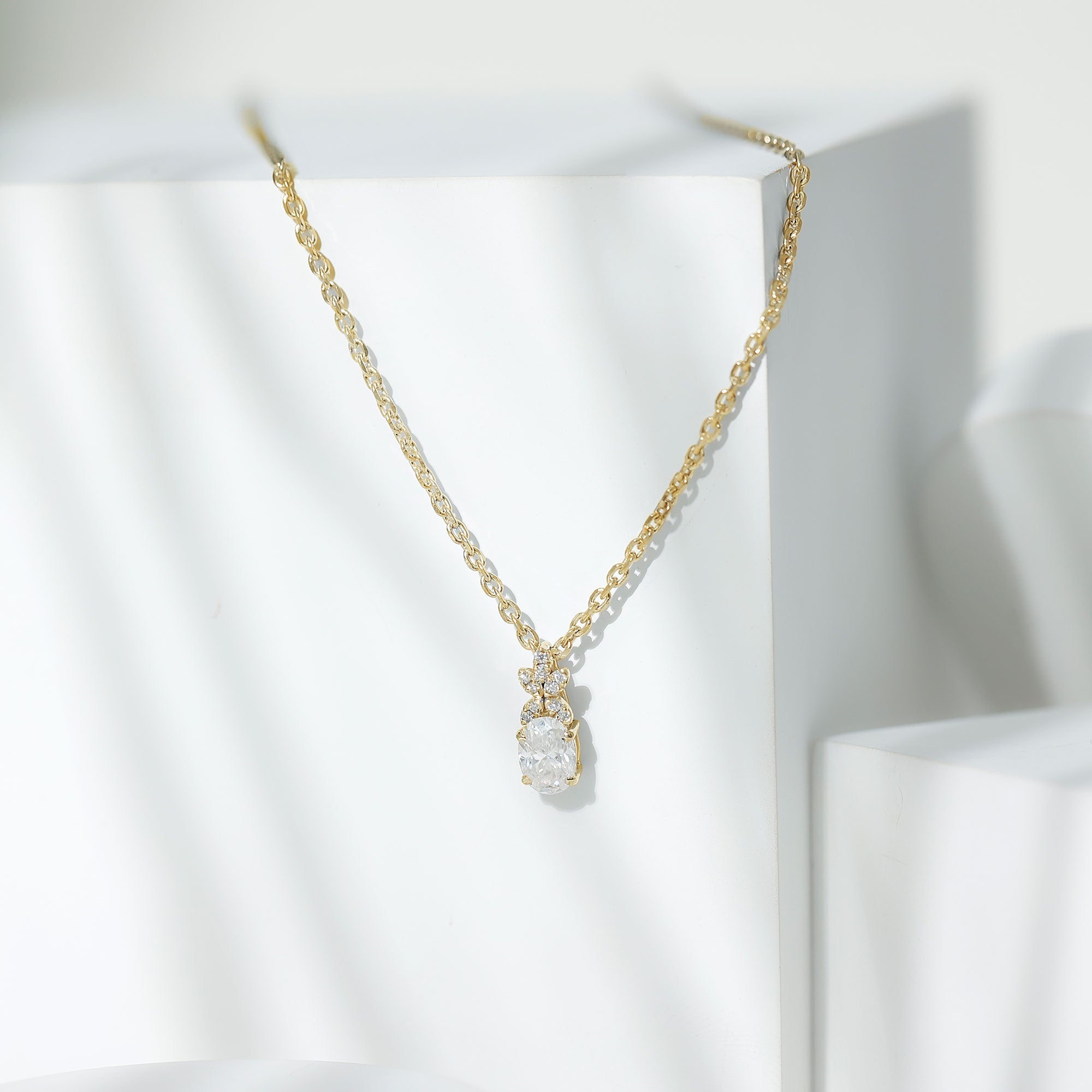 0.7 Carat Oval Shaped Lab Grown Diamond Flower Pendant