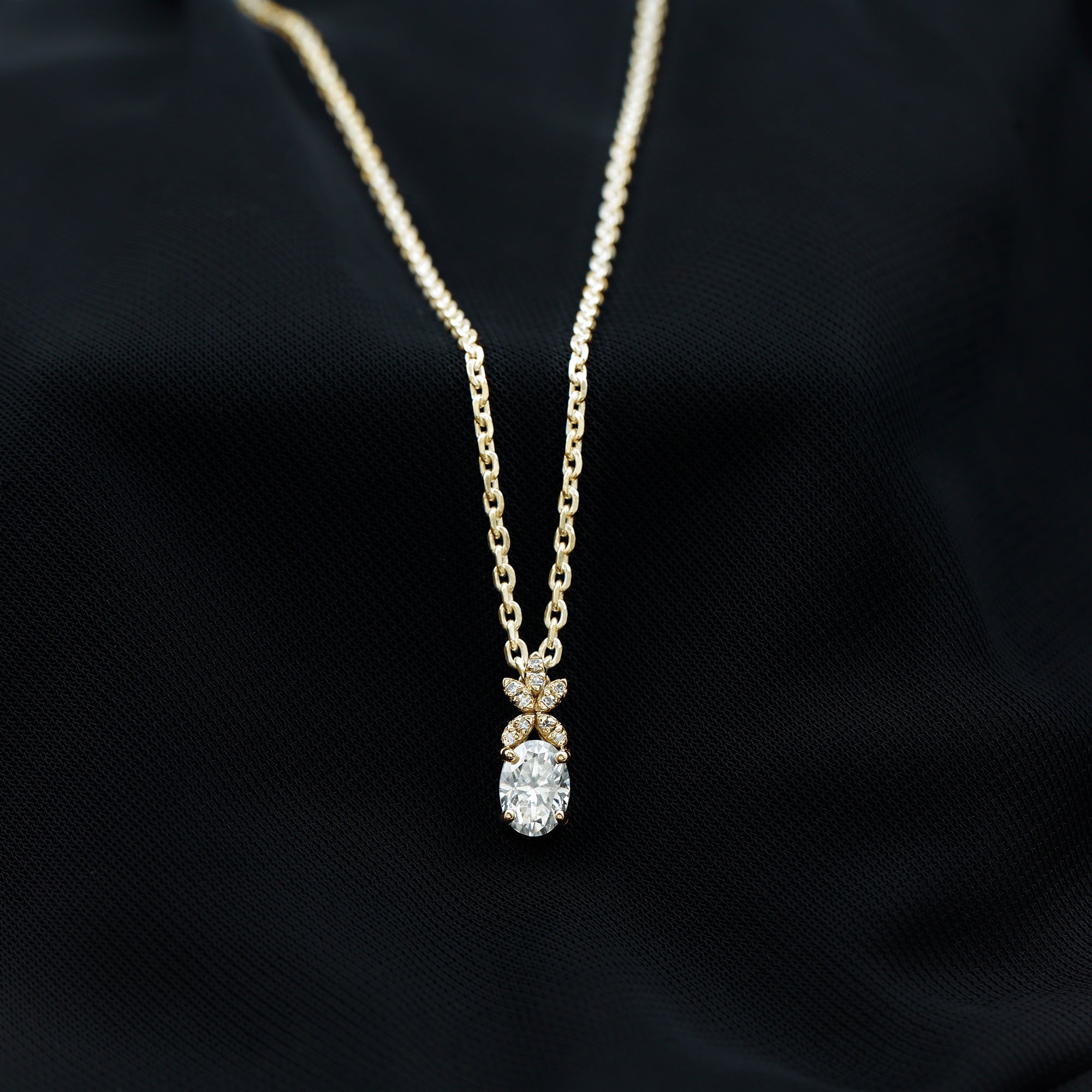 0.7 Carat Oval Shaped Lab Grown Diamond Flower Pendant