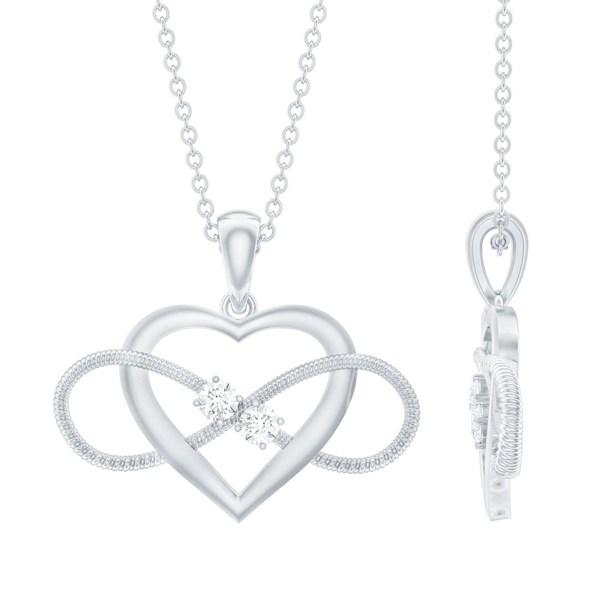 Diamond Infinity Necklace - Heart Pendant With Sparkling Diamonds For Her